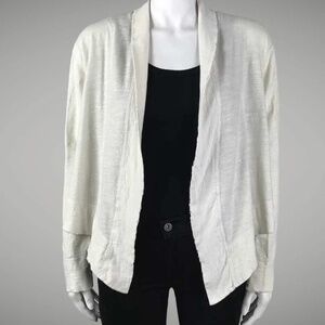 JAMES PERSE 100% Cotton Long Sleeve Cardigan Open Front Frayed Edges Sz XL